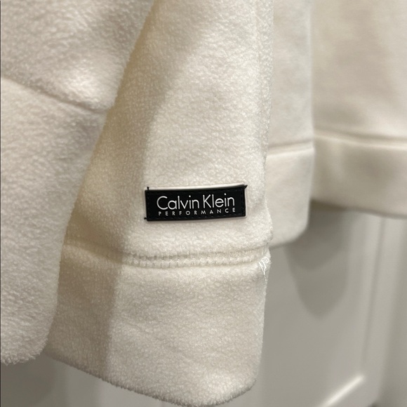 Calvin Klein Performance Women's 1X Full-Zip Hooded Fleece Jacket Winter White - Picture 4 of 13